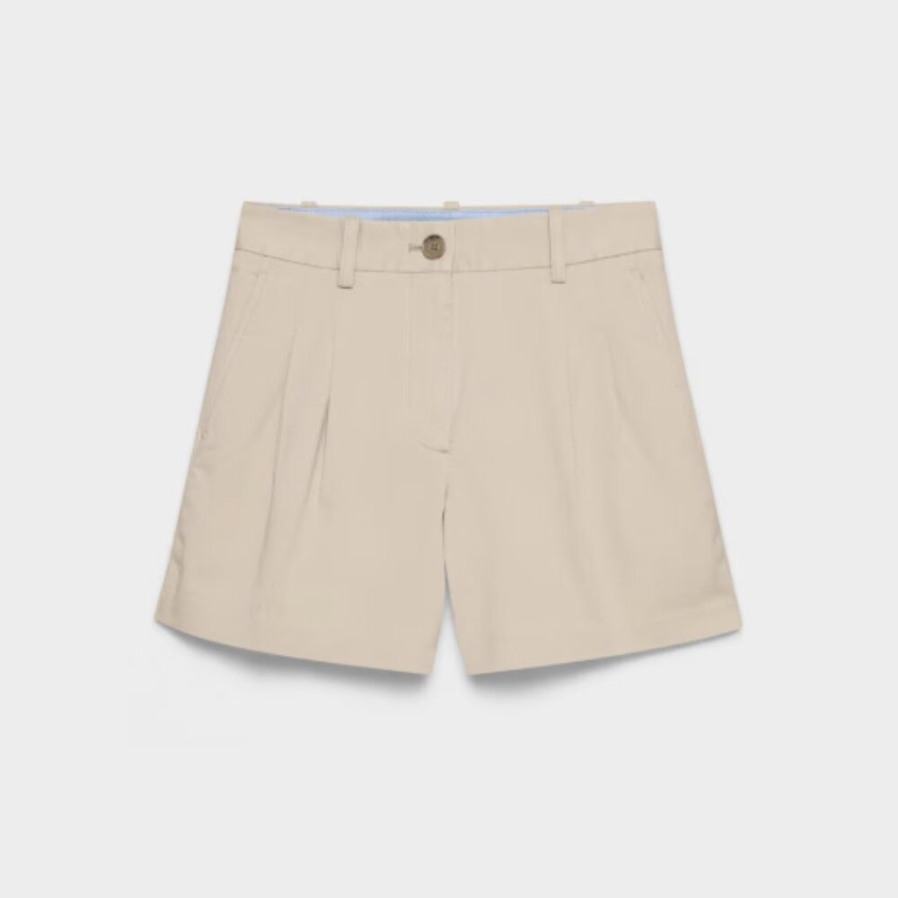 Aritzia Chino Hi-rise Mid-thigh Pleated Short - Khaki